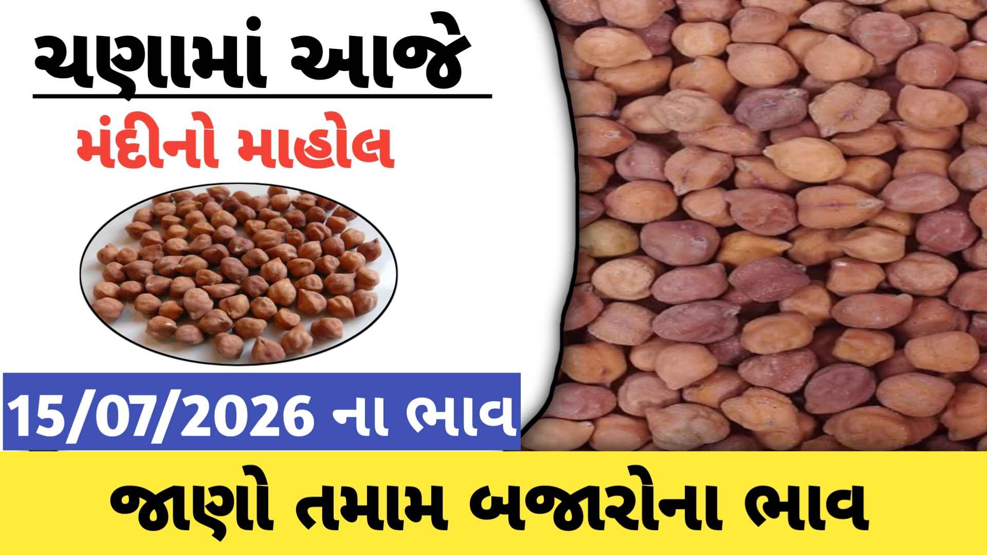 આજે ચણાના ભાવમાં ઘટાડો, જાણો તમારા યાર્ડના બજાર ભાવ