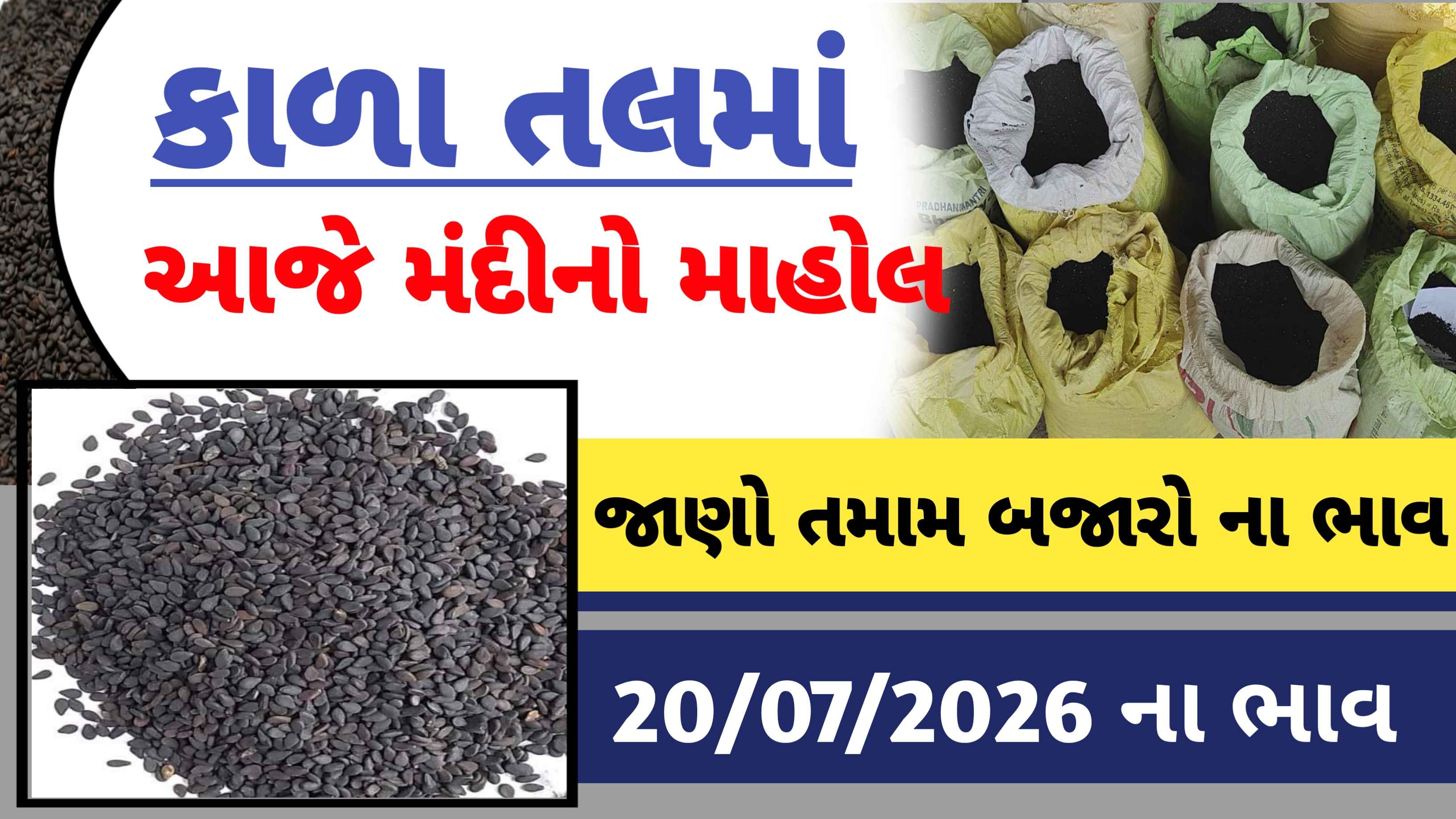 આજે કાળા તલમાં મંદી જેવો માહોલ, જાણો કાળા તલના બજાર ભાવ